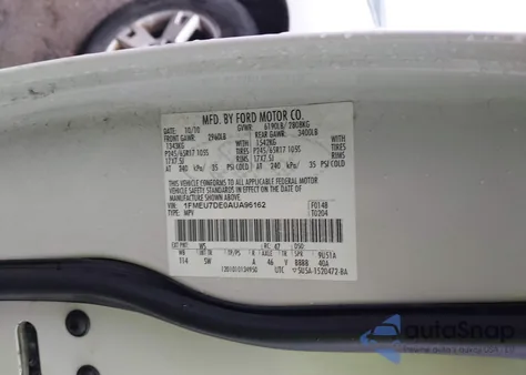 2010 Ford Explorer Xlt from USA, damaged, VIN 1FMEU7DE0AUA96162